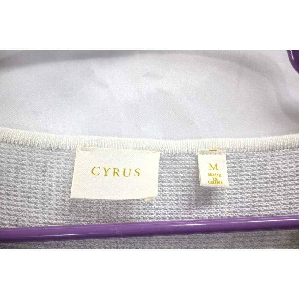 Cyrus Light Gray Waffle Knit Sweater Top Long Sleeve Casual Women M